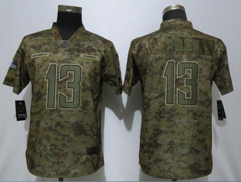 Women Los Angeles Chargers #13 Allen Nike Camo Salute to Service Limited NFL Jersey->women nfl jersey->Women Jersey
